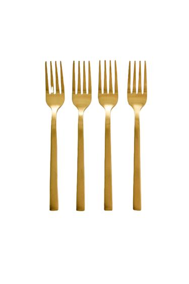 ЗЛАТИСТИ СТОМАНЕНИ ДЕСЕРТНИ ВИЛИЧКИ ЗА БРЪНЧ (КОМПЛЕКТ ОТ 4 БР.) - Злато от Zara