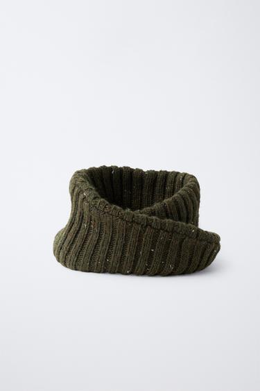 AGES 6-14 / WOOL BLEND BUTTON-UP KNIT NECK WARMER - Green by Zara - Image 1
