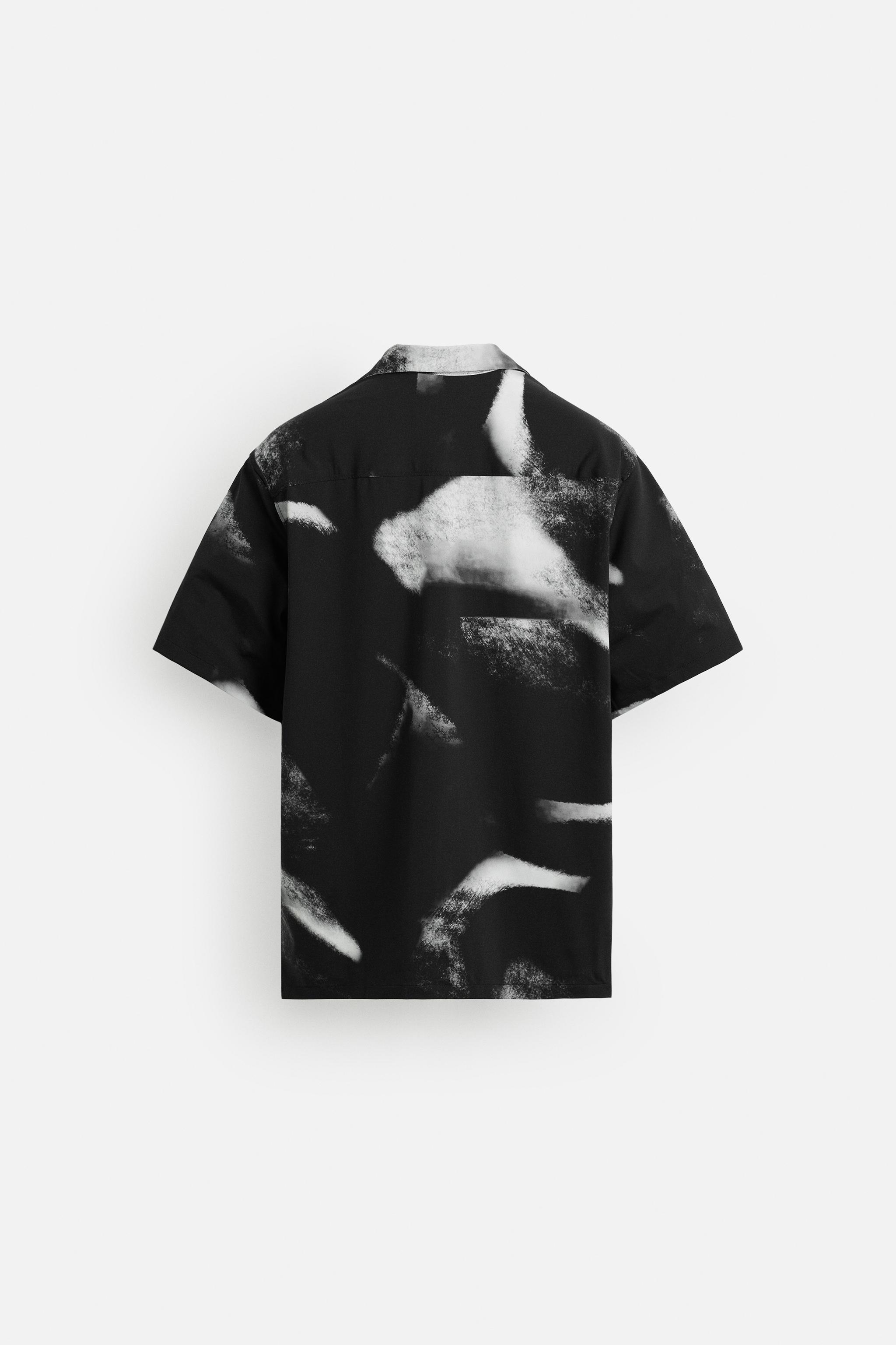 ABSTRACT PRINT STRETCH SHIRT - Black | ZARA United States