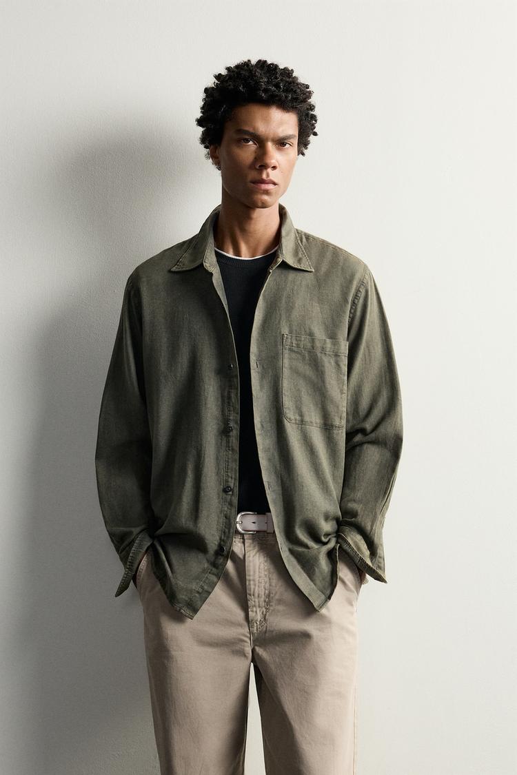 RELAXED FIT ACID WASH SHIRT