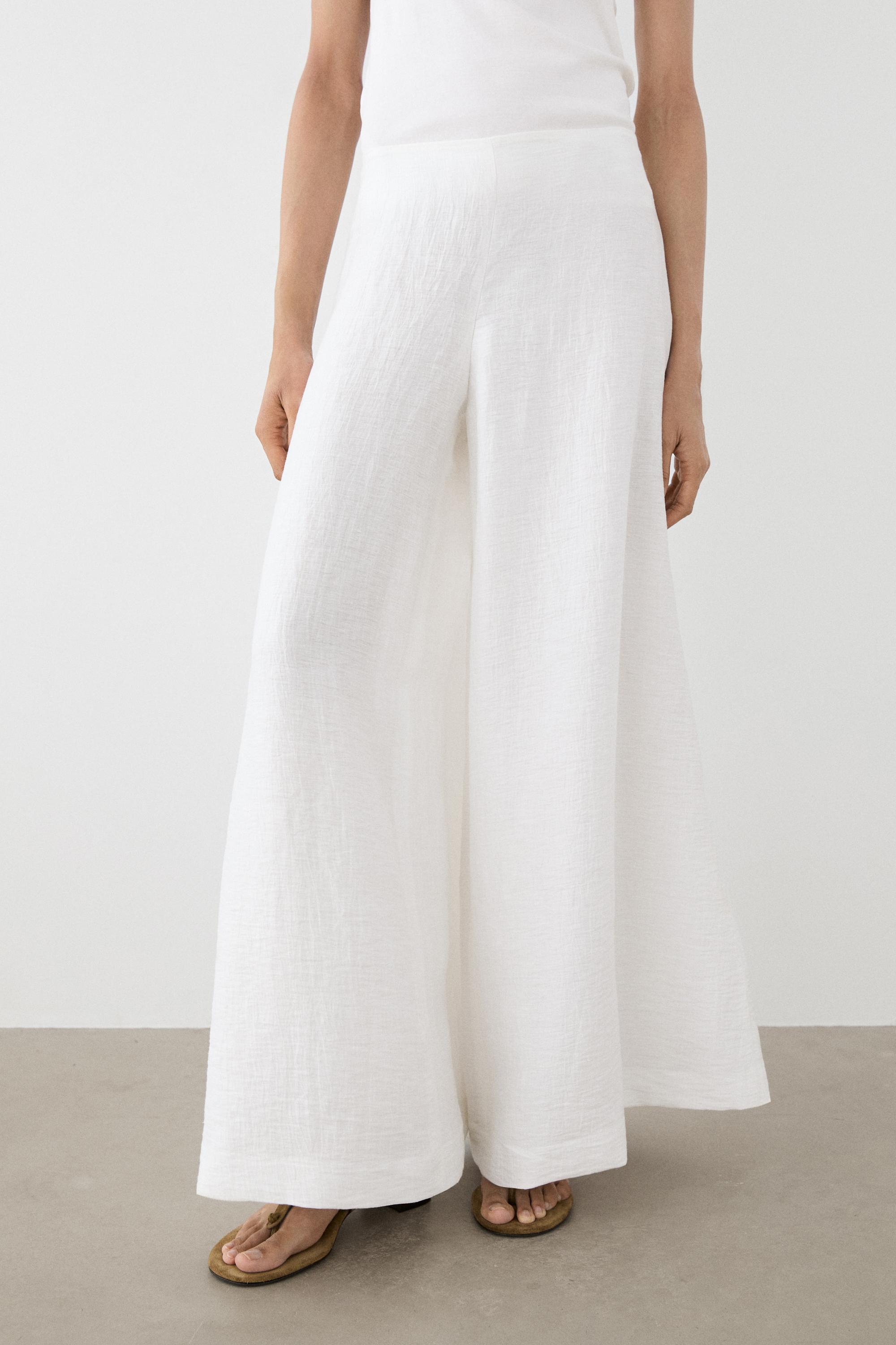 Linen blend palazzo trousers