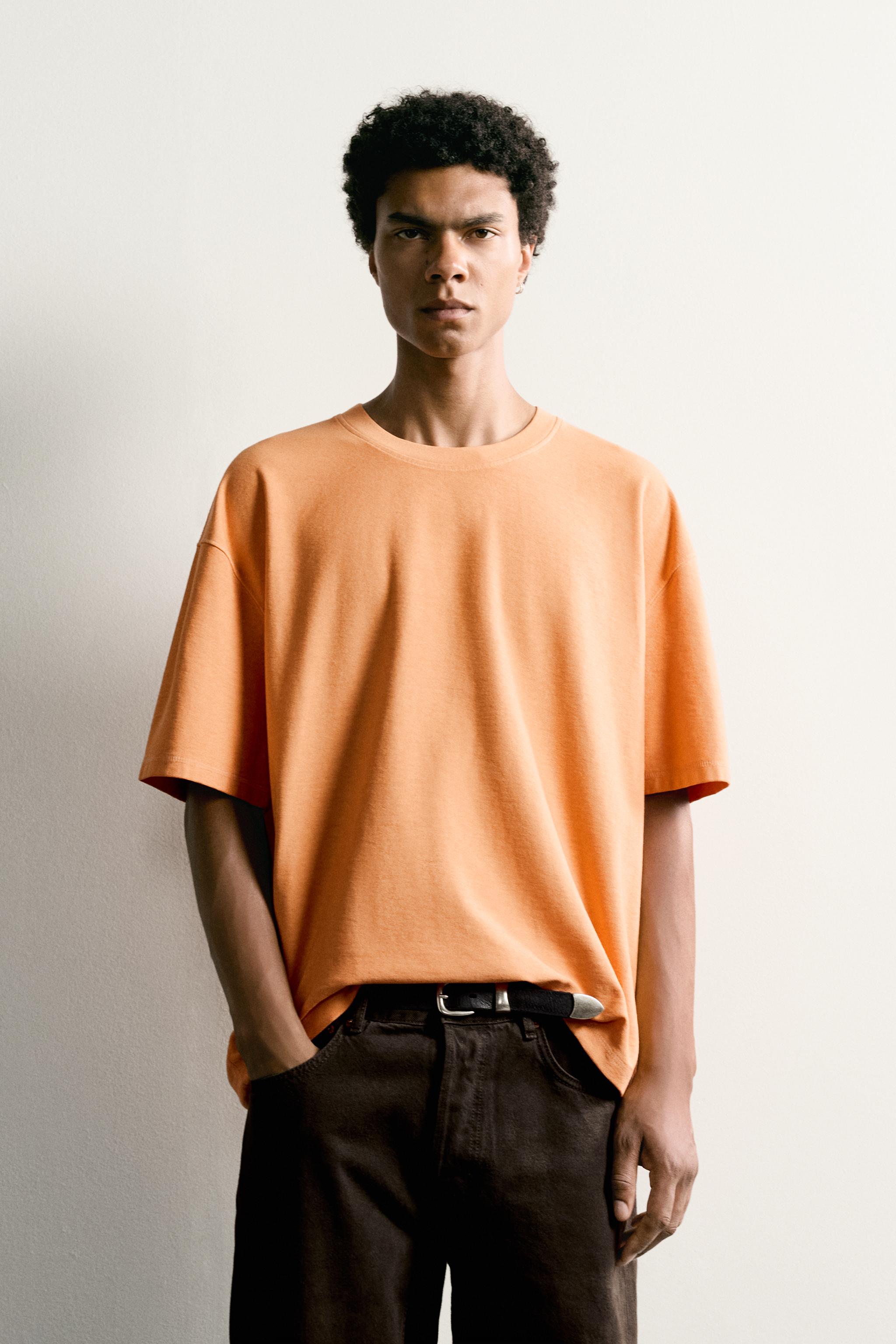 RELAXED FIT SEAM T-SHIRT — Orange
