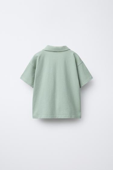 PLAIN POLO SHIRT AND JOGGING BERMUDA SHORTS SET - Green by Zara - Image 2