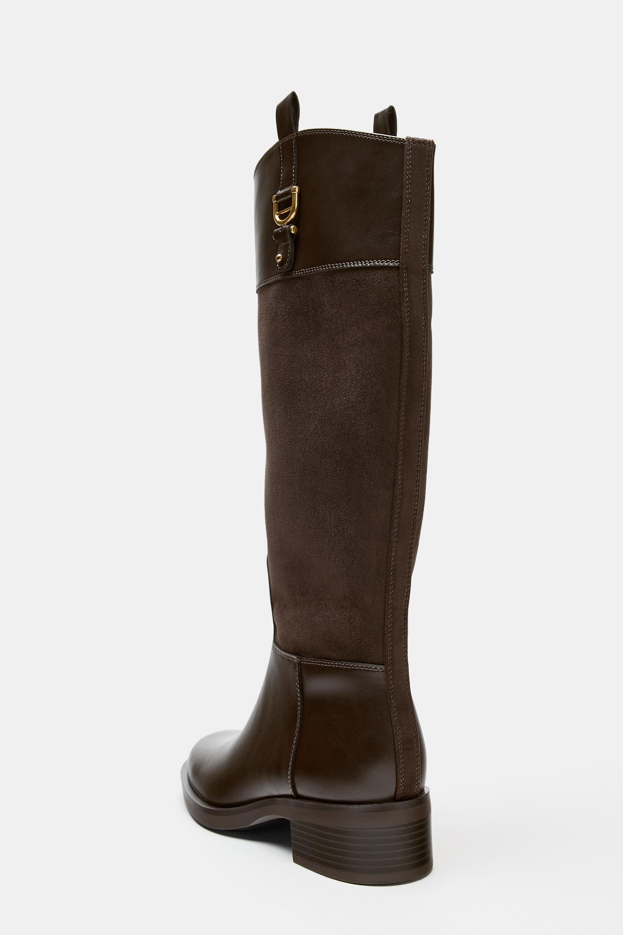 MIXED MATERIAL RIDING BOOTS