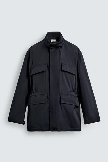 Zara TECHNICAL PARKA WITH POCKETS - Navy blue