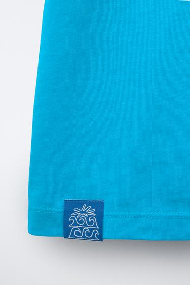 T-SHIRT À INSCRIPTION IMPRIMÉE - Bleu / Blanc de Zara - Image 3