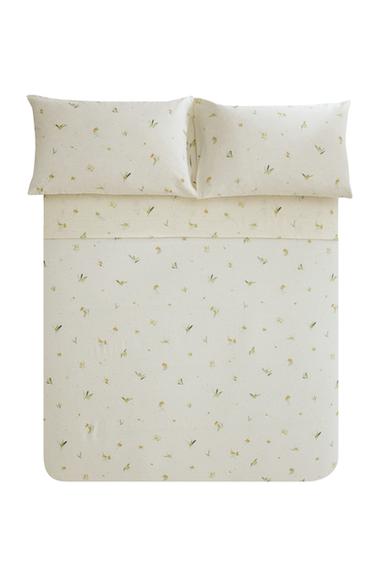 MIMOSA PRINT LINEN AND COTTON DUVET COVER - Oyster-white by Zara