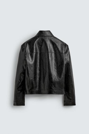 BLOUSON EN MATIÈRE SYNTHÉTIQUE AVEC ALAMARS - Noir de Zara - Image 7