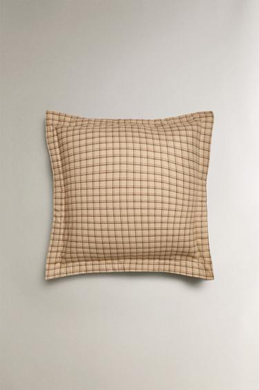 CHECK FLANNEL PILLOWCASE - Beige by Zara - Image 2