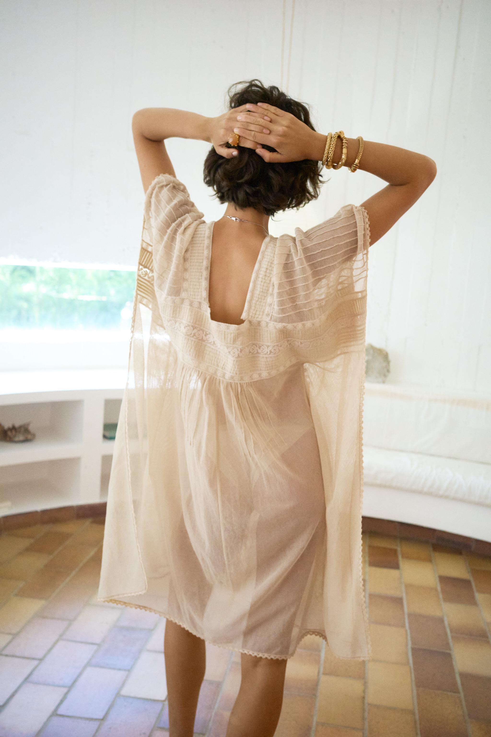 Zara Pilili Dantelli Kaftan Elbise görsel 5