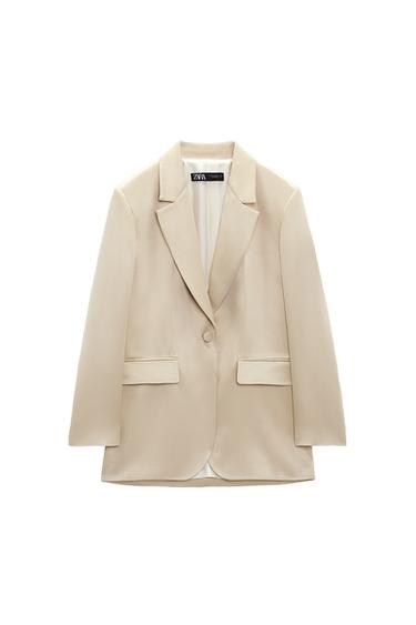 STRAIGHT CUT SATIN EFFECT BLAZER
