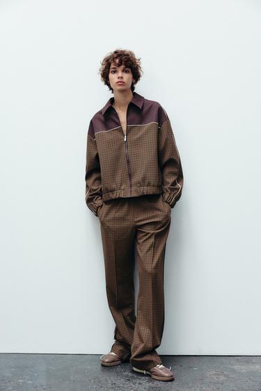 БРЮКИ В КЛЕТКУ С ЛАМПАСАМИ — КОРИЧНЕВЫЙ от Zara — изображение 0