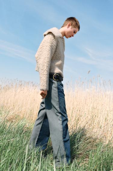 Zara ZW COLLECTION MID-RISE STRAIGHT LEG JEANS - Blue