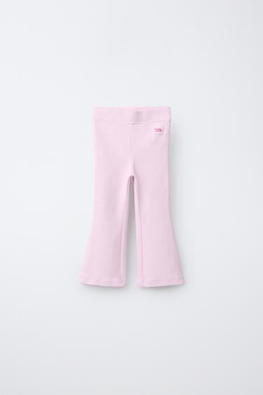INTERLOCK FLARE LEGGINGS WITH LABEL - Pastel mauve by Zara