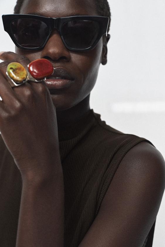 PACK OF 2 MAXI STONE RINGS