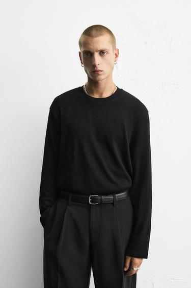 CAMISOLA DE ALGODÃO LAVADO - Preto da Zara