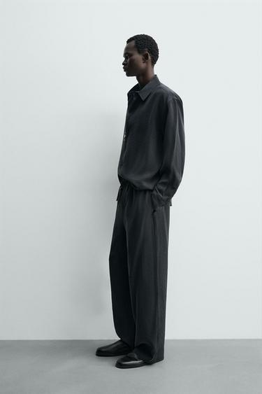 Zara FLOWY RELAXED FIT PANTS - Black