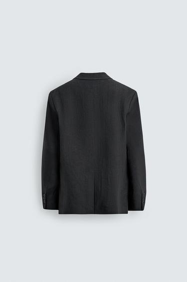REGULAR FIT 100% LINEN SUIT BLAZER - Dark navy by Zara - Image 7