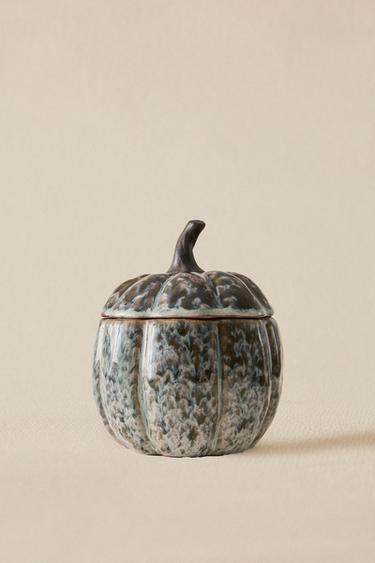 STONEWARE PUMPKIN JAR - Blue / Grey by Zara