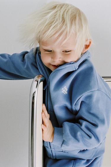 HOODIE WITH SLOGAN PRINT - Light blue by Zara