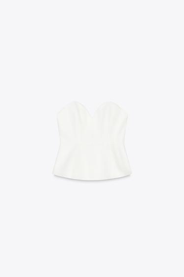 BUSTIER EN JEAN ZW COLLECTION - Blanc de Zara - Image 4