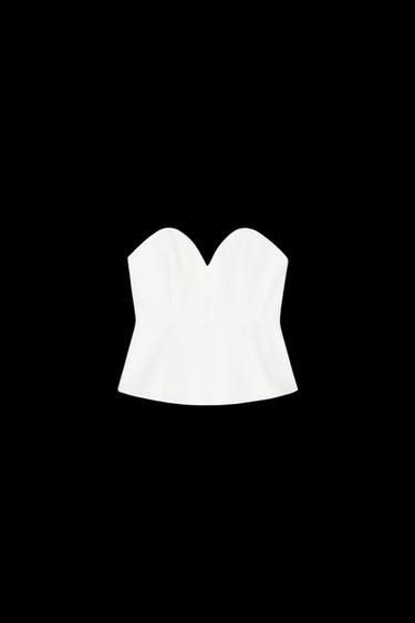 Zara ZW COLLECTION DENIM BUSTIER - White - Image 0