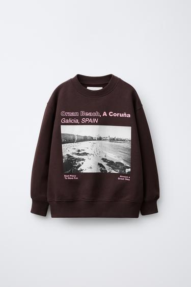 A CORUÑA PRINT SWEATSHIRT - Brown by Zara