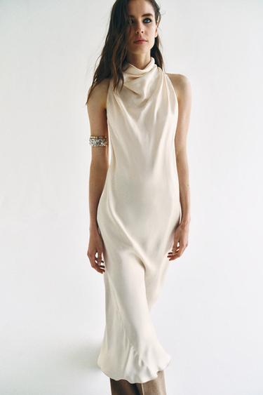 ZW COLLECTION HALTER MIDI DRESS - Ivory by Zara