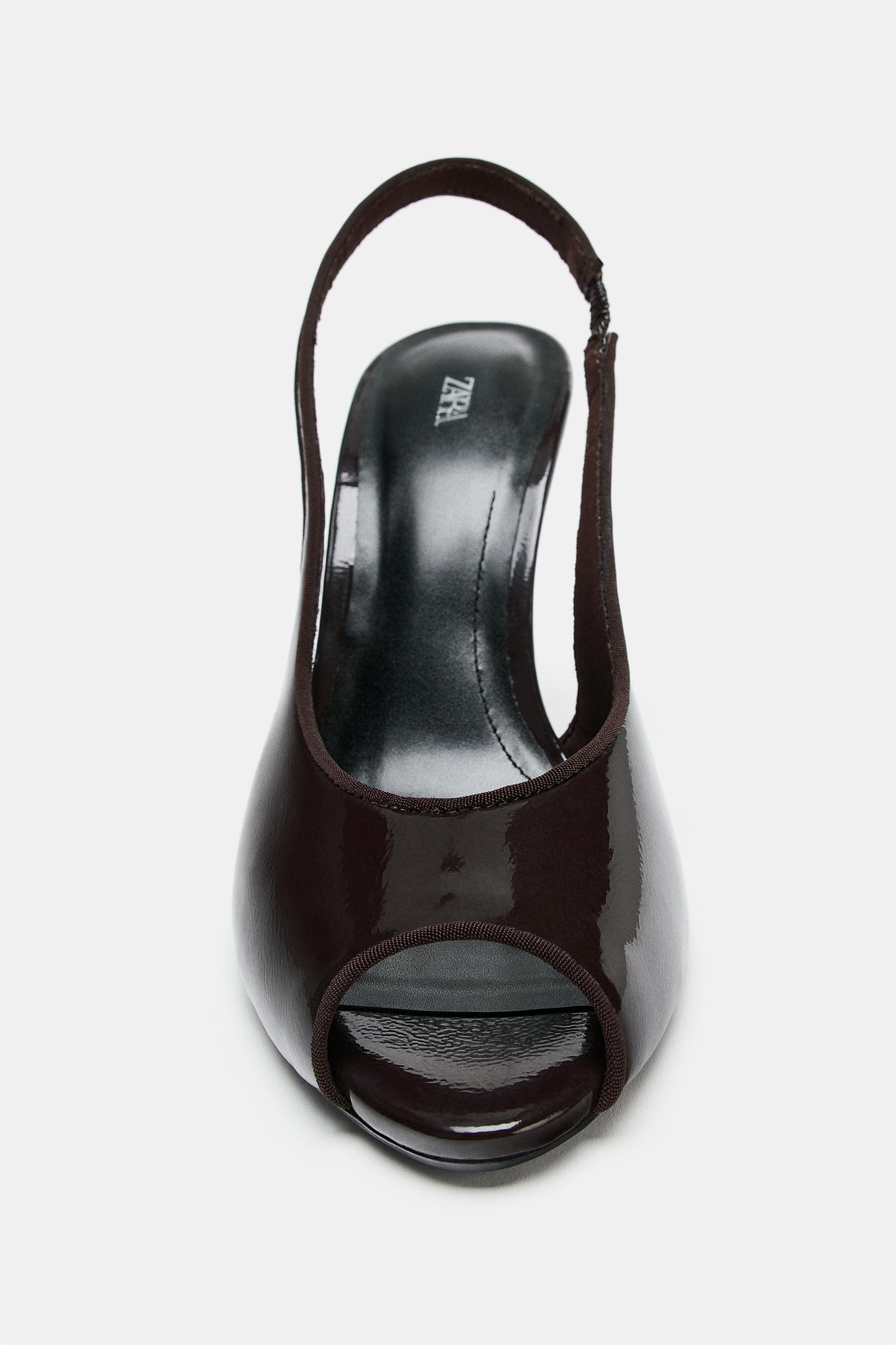 FAUX-PATENT HEEL SANDALS - Brown | ZARA India