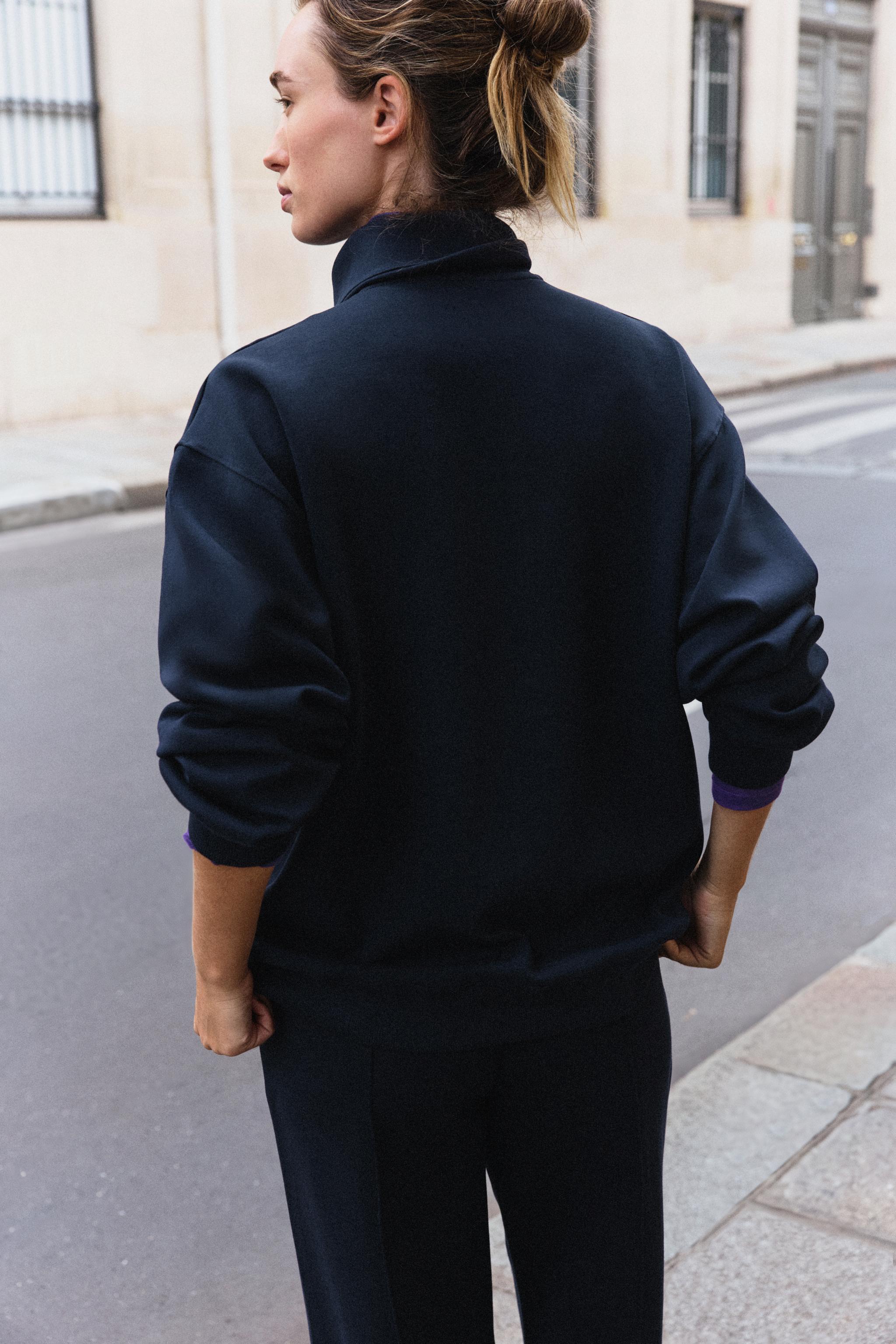 Zara FERMUARLI İNTERLOK SWEATSHIRT görsel 4