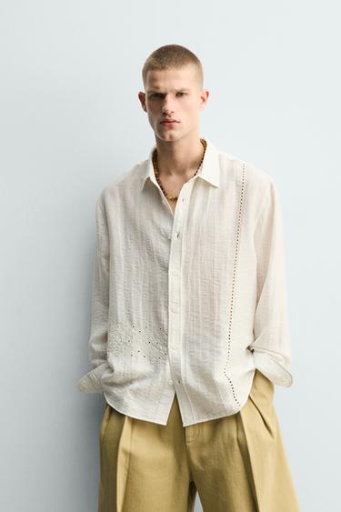 ÁO SƠ MI THÊU ĐỤC LỖ - Kem từ Zara