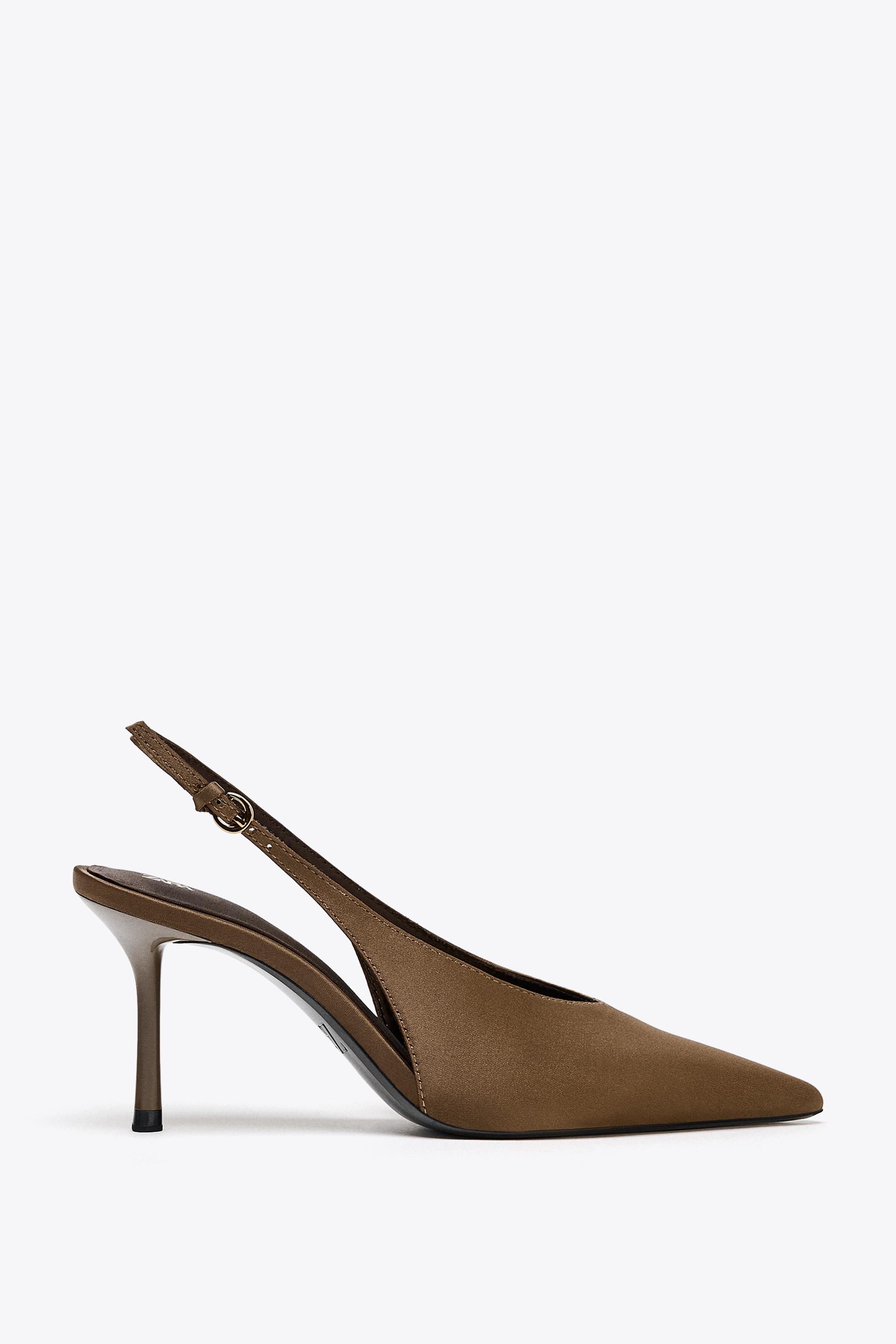 ［新品］ZARA▽サテン ハイヒール サテン風ハイヒールシューズ - ブラウン | ZARA Japan / 日本