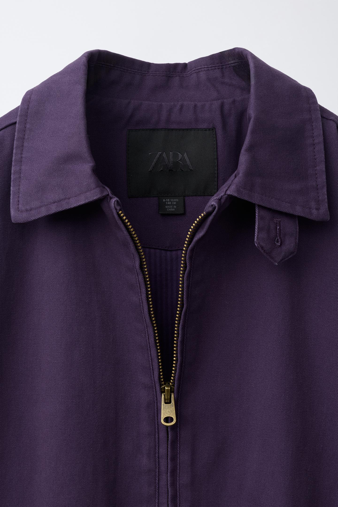 Детская куртка Zara Washed Effect Twill, цвет: Фиолетовый — фото 3