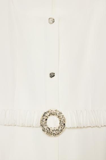 ROBE MIDI CEINTURE - Écru de Zara - Image 7