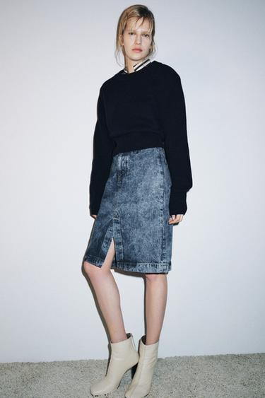 ZW COLLECTION DENIM MIDI SKIRT - Light blue by Zara - Image 5