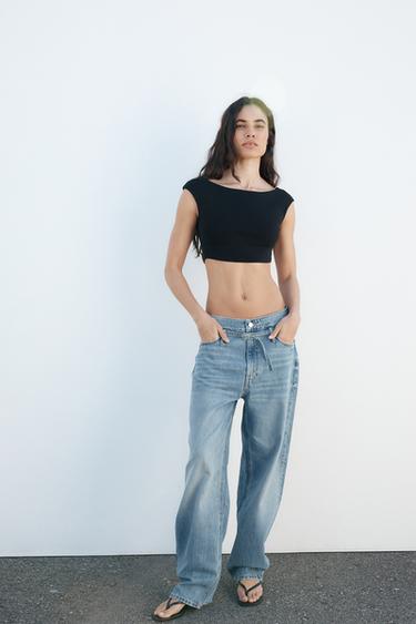 BOAT NECK CROP TOP - Black by Zara