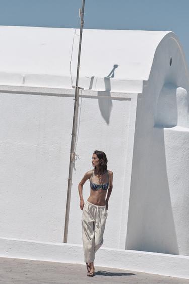 Zara ELASTIC WAIST PANTS - Stone