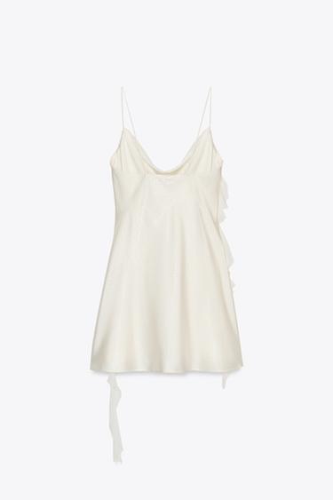 SHINY RUFFLE TRIM MINI DRESS - Ecru by Zara - Image 7