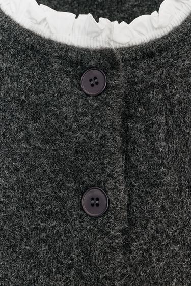 STRICKJACKE MIT POPELINE-MATERIALKOMBINATION - Dunkelgrau von Zara