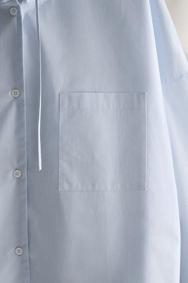 CHEMISE À CAPUCHE RAYURES - Bleu de Zara - Image 3