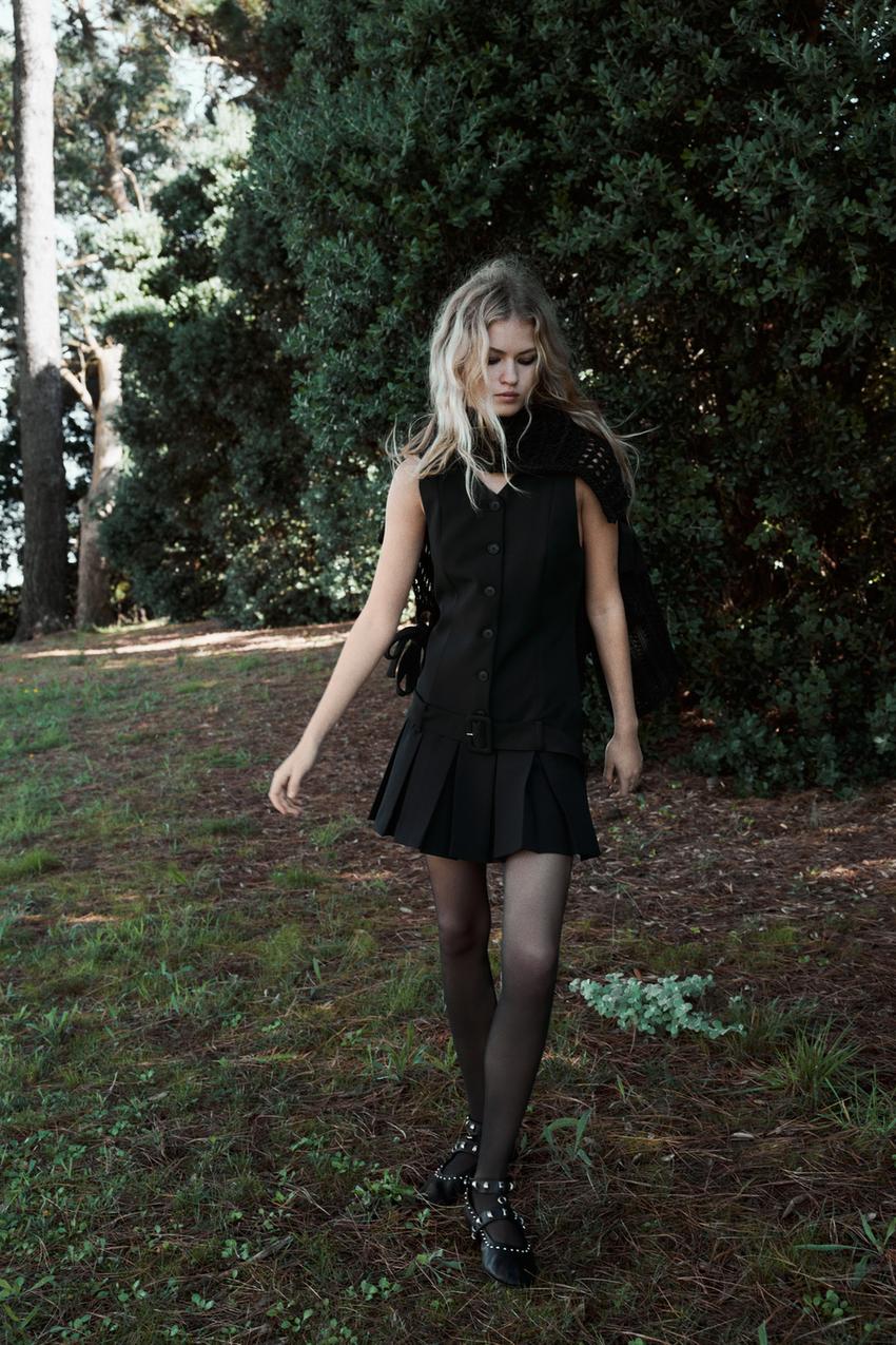 ボックスプリーツ ショートワンピース - ブラック | ZARA Japan / 日本 