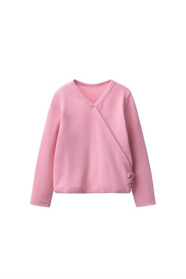 RIBBED SURPLICE TOP WITH BOW - Pale pink by Zara
