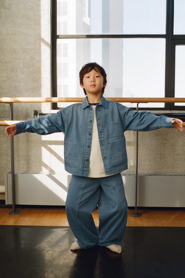 Zara 接縫設計燈籠褲 - 藍色