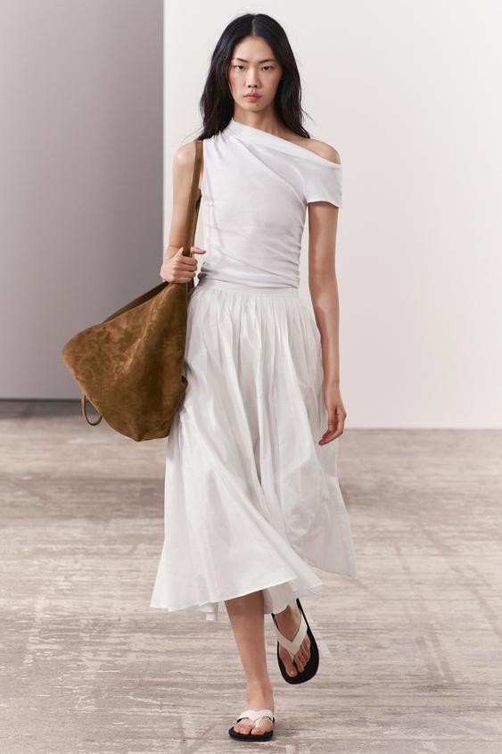 Long Sleeve Bodysuit + Wave Swing Midi Skirt (Style Pantry