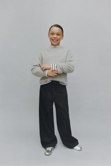 PANTALÓN WIDE LEG STRASS - Negro de Zara