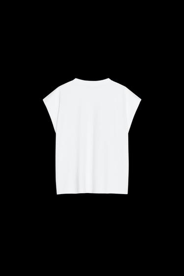 CAMISETA MANGA SISA EFECTO LAVADO - Blanco de Zara