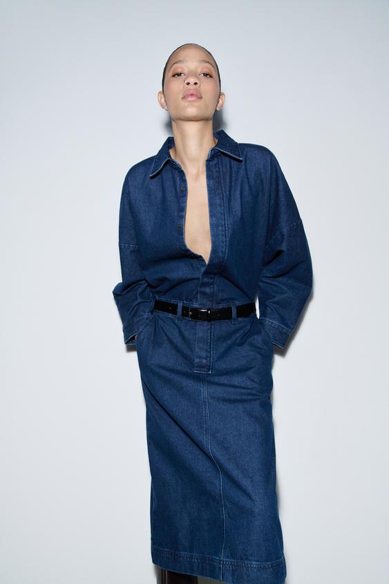 ZWコレクション デニムミディワンピース - ブルー | ZARA Japan / 日本