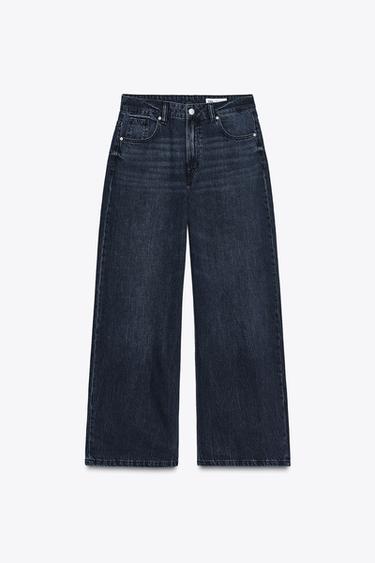 Zara ZW COLLECTION HIGH WAIST WIDE LEG JEANS - Blue