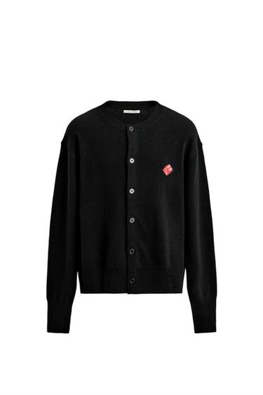 Zara DICE HEARTS PATCH CARDIGAN - Black