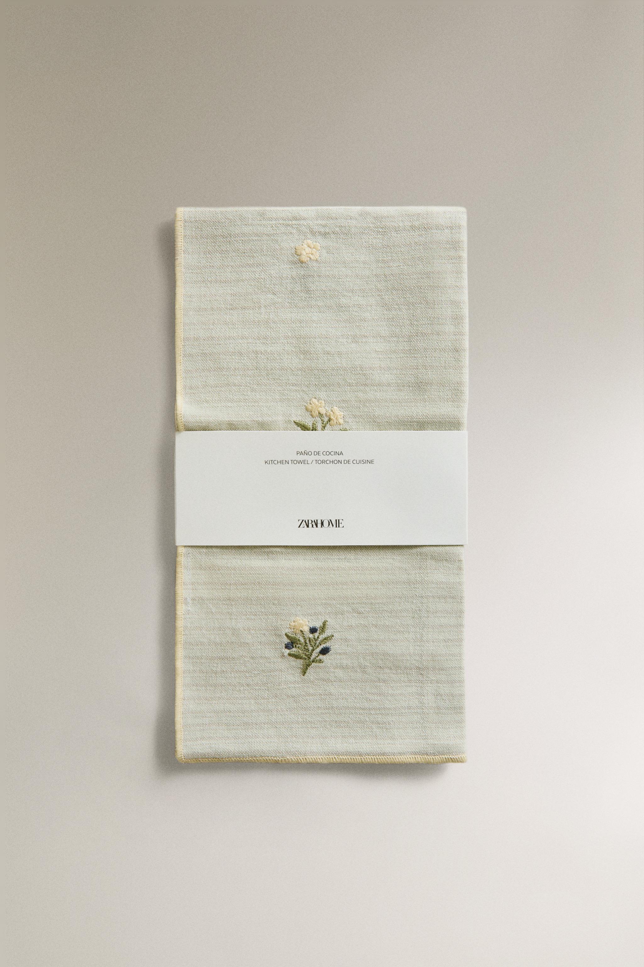 EMBROIDERED COTTON KITCHEN TOWEL